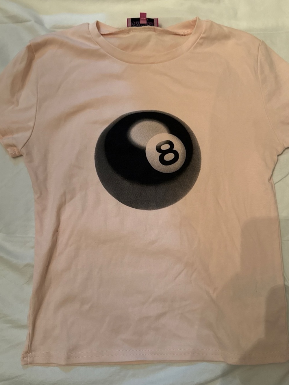 Edikted Pale Pink 8-Ball Graphic Short Sleeve Tee